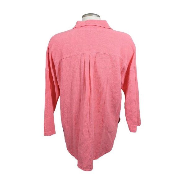 Womens Blazer Jacket Size Med Snap Front Caribbean Cotton Gauze Coral Pockets - Picture 5 of 6